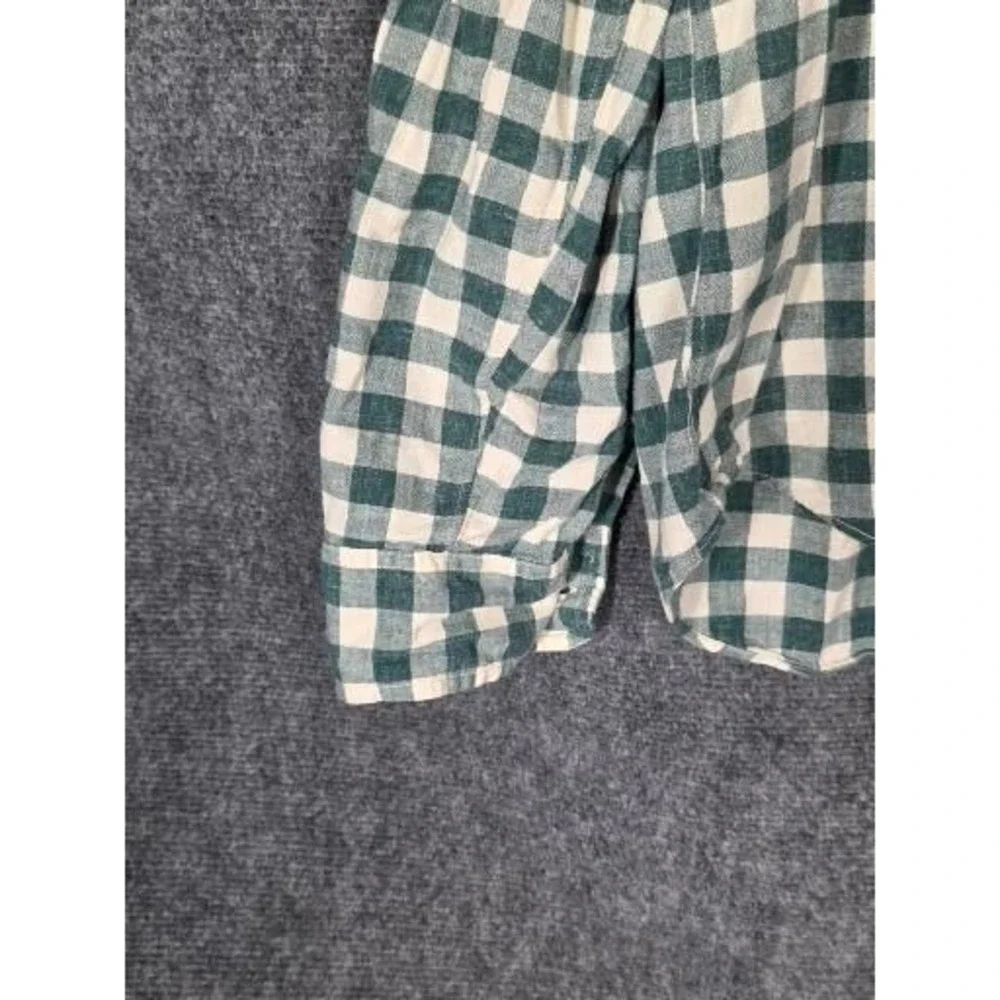 J. Crew Homespun‎ Gingham Button Down Shirt Mens XL Slim Fit Green White Plaid